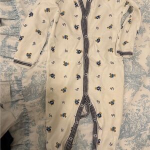 Ralph Lauren Cream and Navy Bear Print Footie